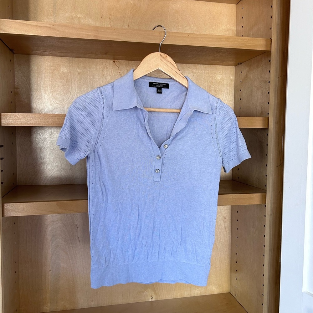 Banana Republic Light Blue Knit Polo Shirt